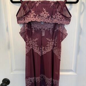 Burgundy and pink lace off the shoulder